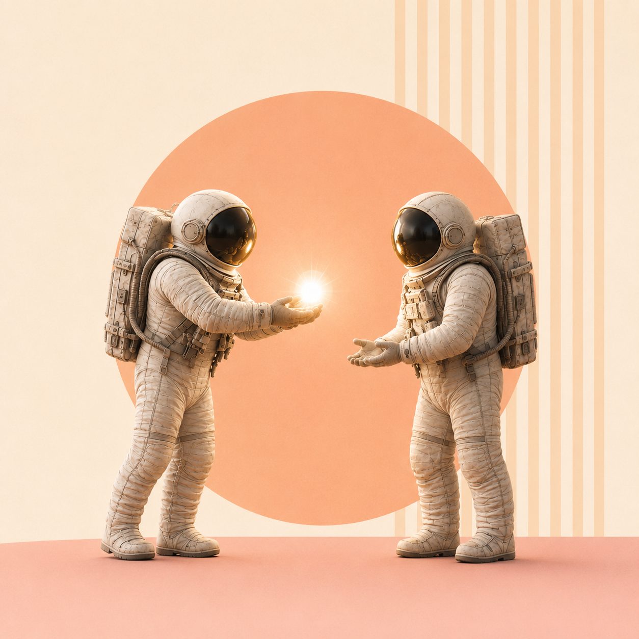 Zwei Astronauten begegnen sich
